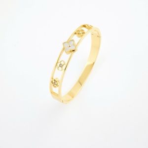 Mother of Pearl Center Clover Bangle Bracelet